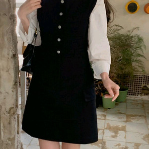 빅사이즈 카고 뷔스티에 원피스 블랙