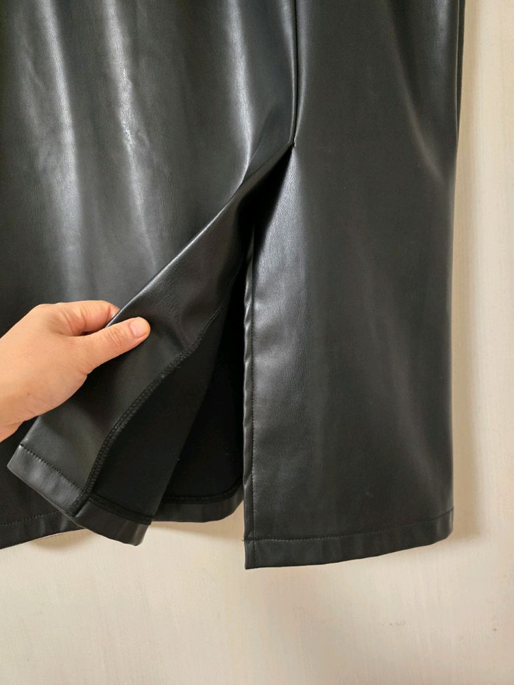 빅사이즈.32인치 리리앤코 가죽 롱스커트(미착) 이미지