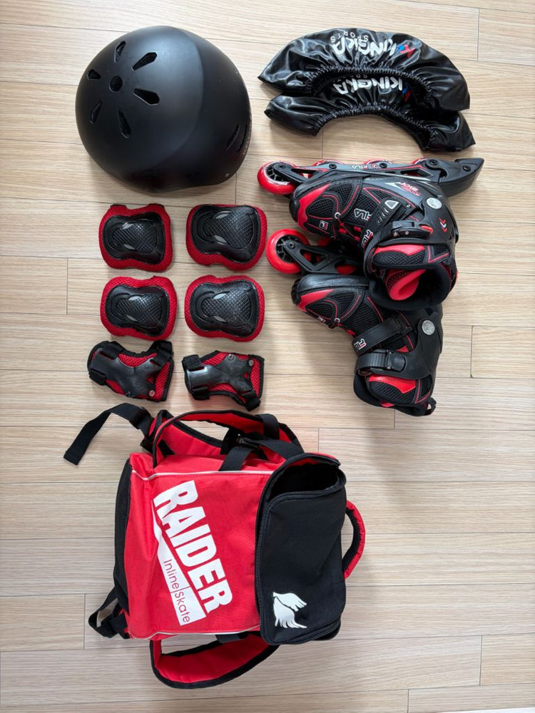 휠라 인라인스케이트 풀세트 (블랙&레드 / 215-240 / 7만원)--1