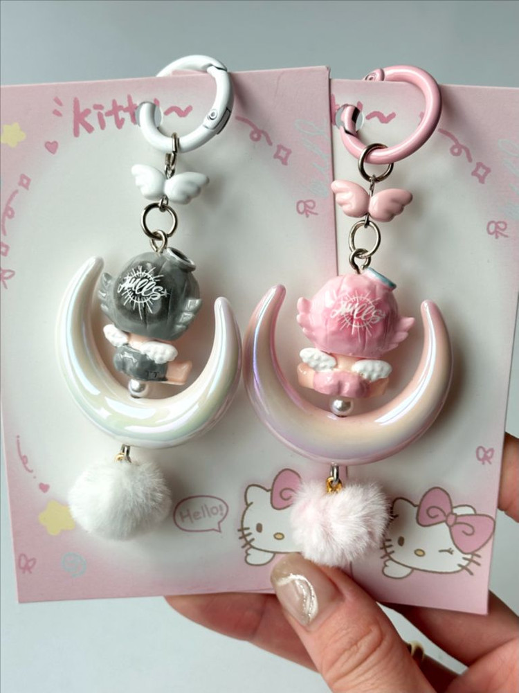 핸드메이드 헬로키티 천사 피규어 키링 이미지