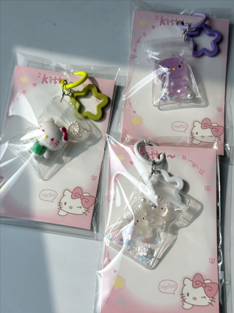 핸드메이드 헬로키티 피규어 파우치 키링 이미지