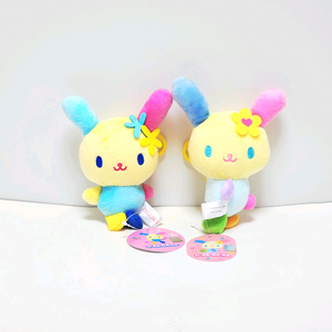 세트)산리오 우사하나 정품 인형 키링 2종_마스코트 누이 굿즈_오리지널+파스텔 어나더 컬러 마콧 이미지