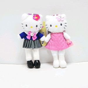 일본정품)산리오 롱다리 키티 마스코트 인형 키링 새상품_핑크 갸루 교복 이미지