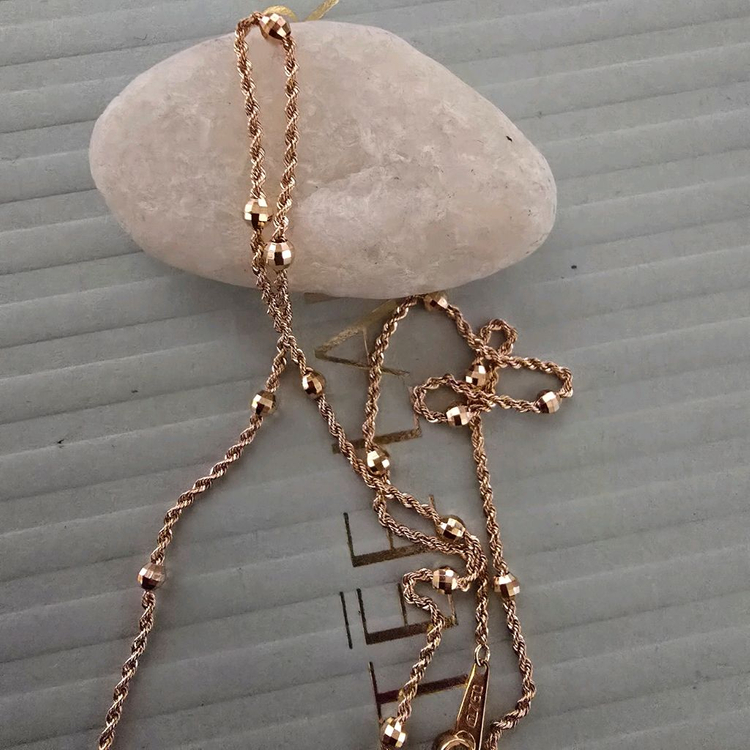 18k핑크골드 로프 볼 목걸이 이미지