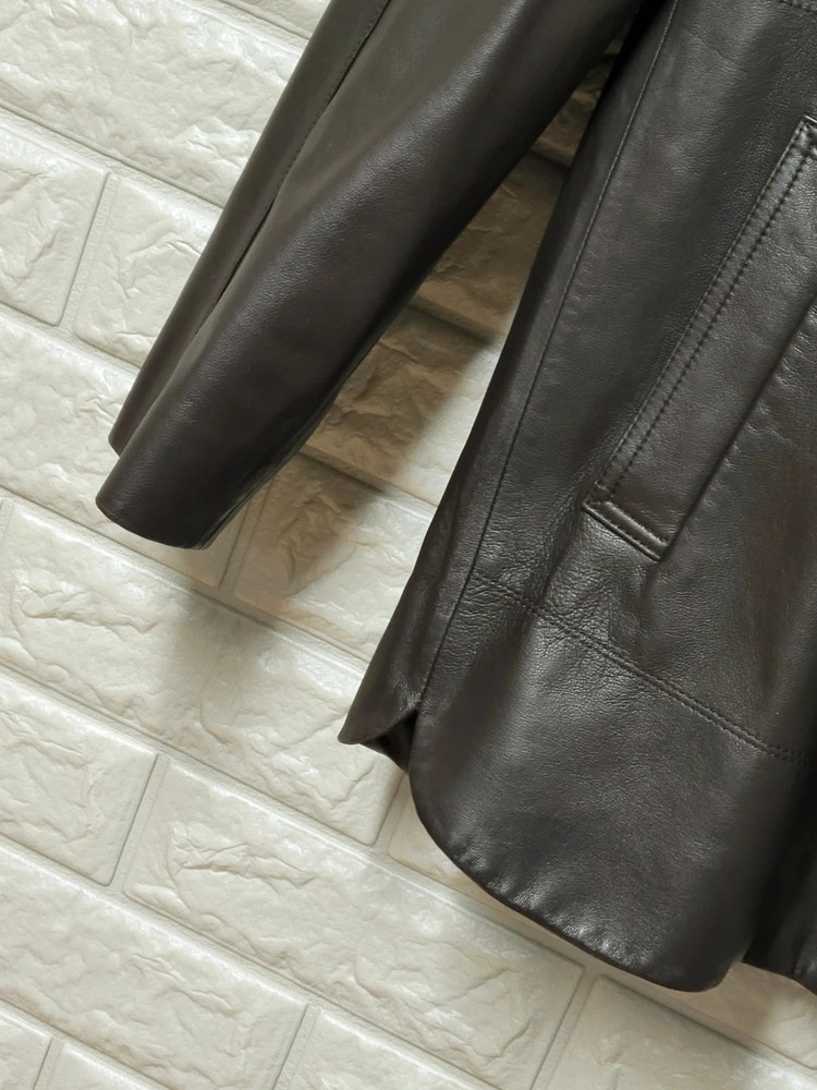 닥스 여성 브라운 포켓로고 양가죽 자켓--4