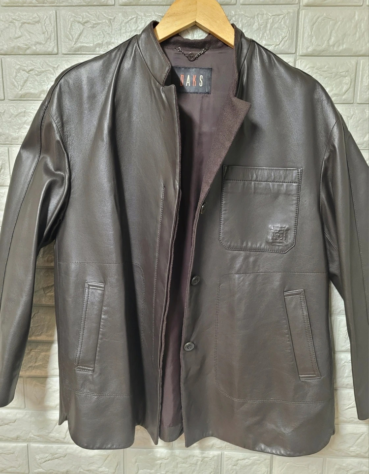 닥스 여성 브라운 포켓로고 양가죽 자켓--6