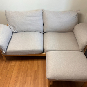 레이디가구 다인 원목 3인용 발수 패브릭소파+스툴