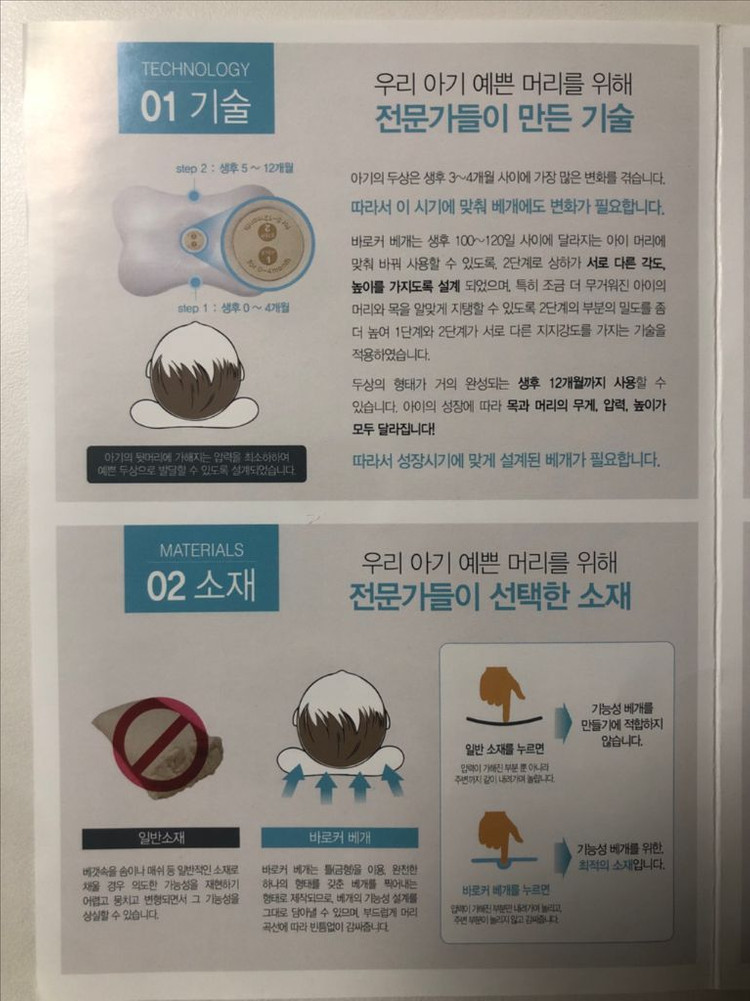 바로커 기능성 메모리폼 아기 베개 이미지