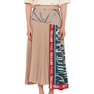 에고이스트 플리츠 언발 롱스커트