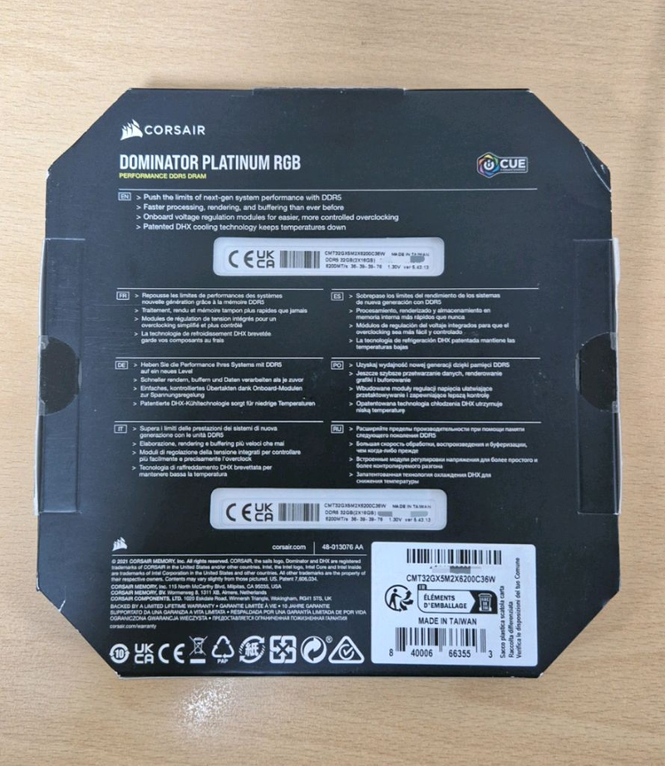 미개봉) 커세어 도미네이터 DDR5 32GB 6200MHz 화이트 새제품--1