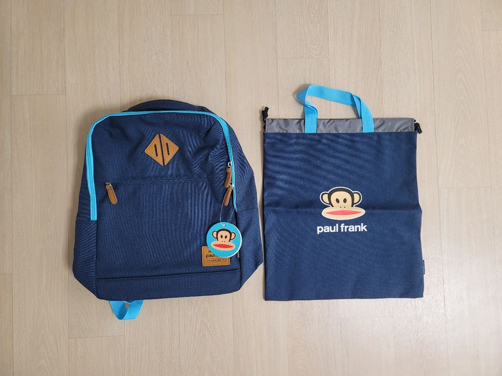 폴프랭크 가방세트(새제품). 백팩, 책가방. 신발주머니, 보조가방. 새학기 선물. 소풍가방 이미지