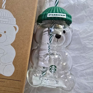 스타벅스 베어리스타 글라스 콜드컵 베어리 유리컵 유리보틀 그린비니 초록