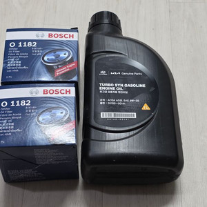 현대 순정 최상급 엔진오일 1리터 + 보쉬 오일필터 2개 이미지