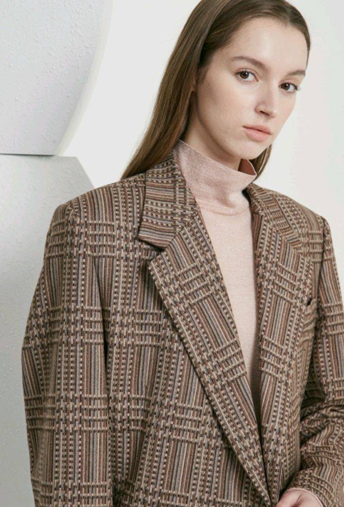 타임 체크 패턴 브라운 스커트 자켓 세트 64 (55) 이미지