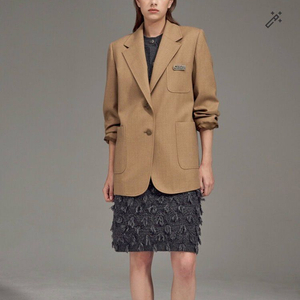 랑방 울 브렌드 싱글 자켓 브로치(베이지)