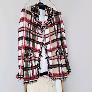 오브제 명품라인 트위드 자켓 55 프린지 브레이드 하객룩 고급자켓