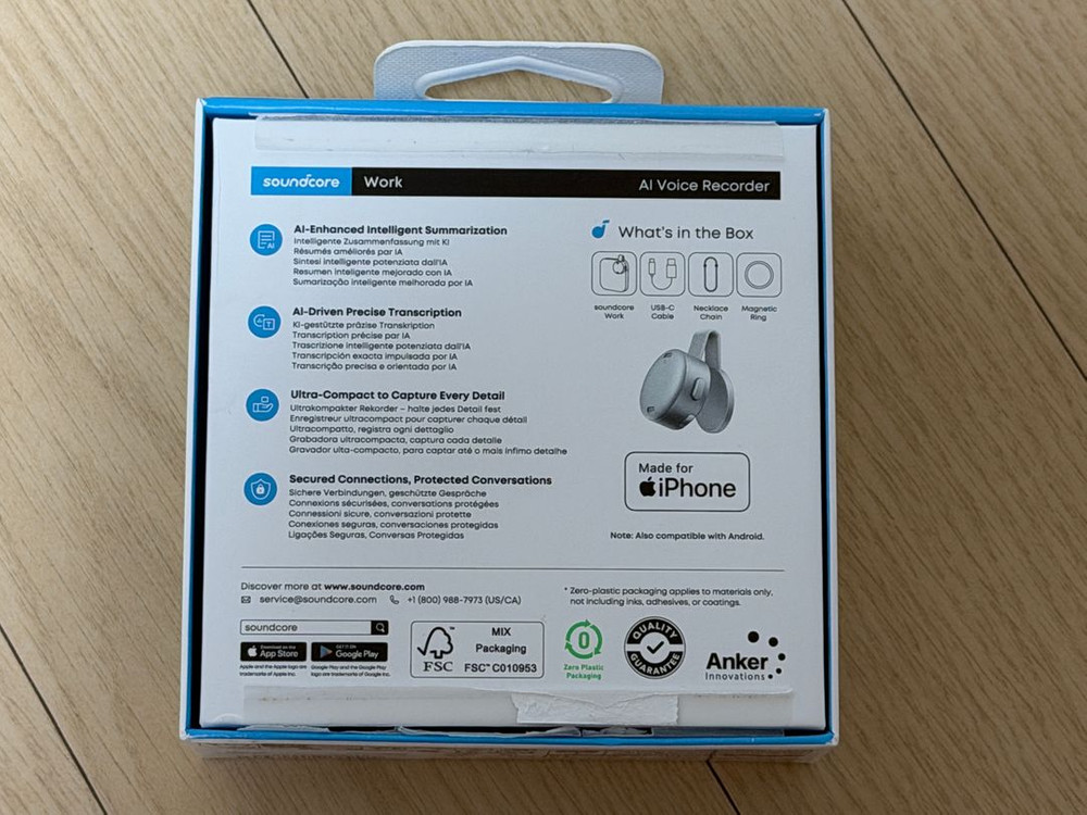 [풀박스] 앤커 사운드코어 워크 AI녹음기 보이스레코더 팝니다--3