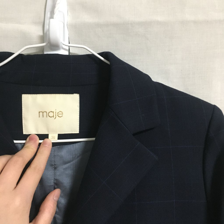 MAJE 마쥬 네이비 투버튼 체크 자켓 36--1