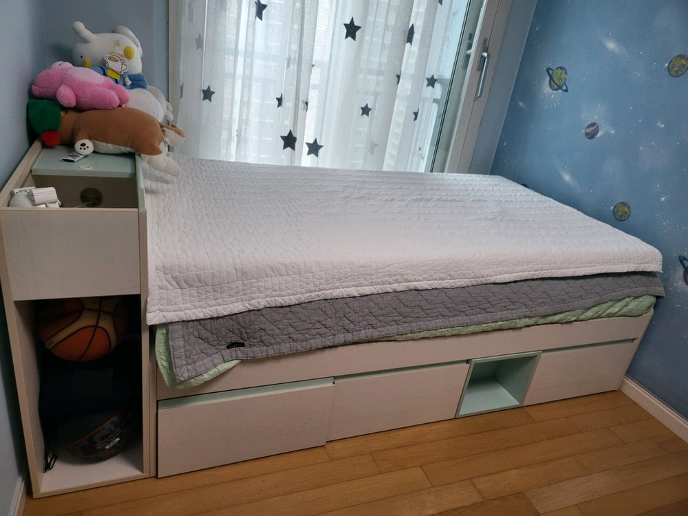 일룸 링키플러스 학생방 풀세트(책상,익스텐션 보조책상&서랍,책장2개,SS침대프레임,의자) 이미지