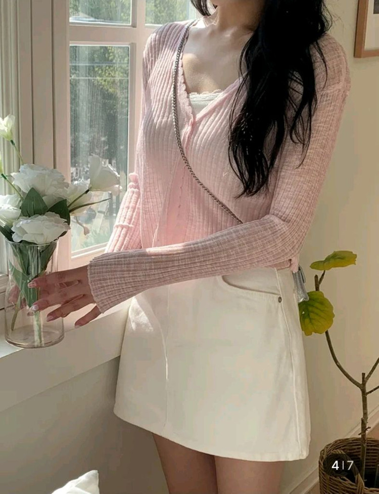 새상품) 프렌치오브 도브 린넨 크롭 골지 니트 가디건 살안타템 이미지