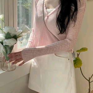 새상품) 프렌치오브 도브 린넨 크롭 골지 니트 가디건 살안타템 이미지