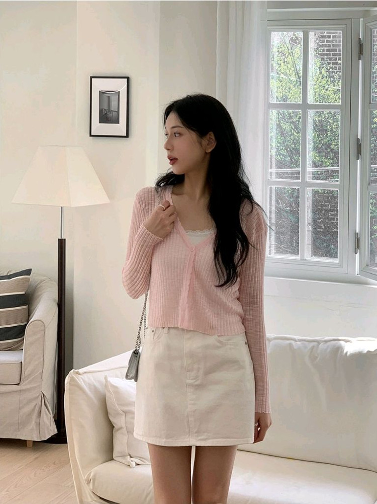 새상품) 프렌치오브 도브 린넨 크롭 골지 니트 가디건 살안타템 이미지