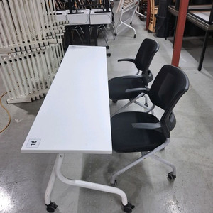 128번 학원 책걸상 2인용 폴딩 접이식책상 세미나 강의실 연수용테이블 메쉬의자 이미지