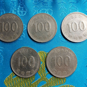 1987년 100원 동전 5개일괄 이미지