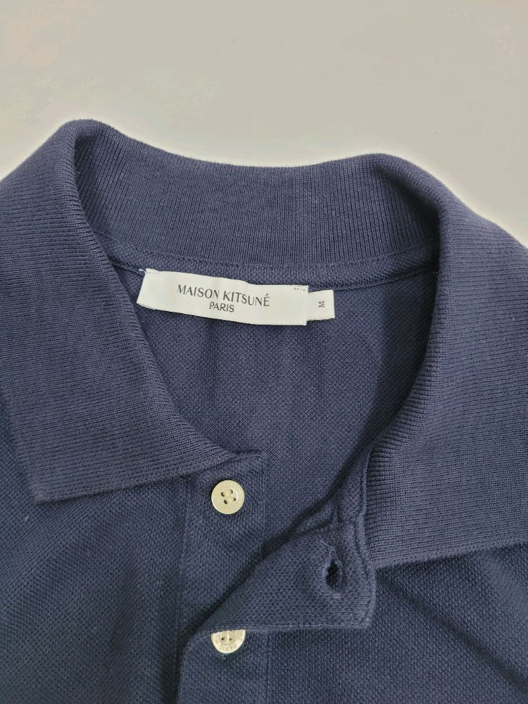 메종키츠네 22SS 폭스 헤드 패치 클래식 폴로 티셔츠 / 남 100 네이비 이미지