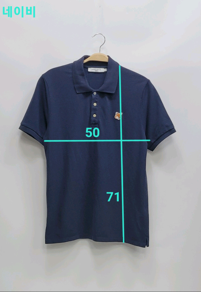 메종키츠네 22SS 폭스 헤드 패치 클래식 폴로 티셔츠 / 남 100 네이비 이미지