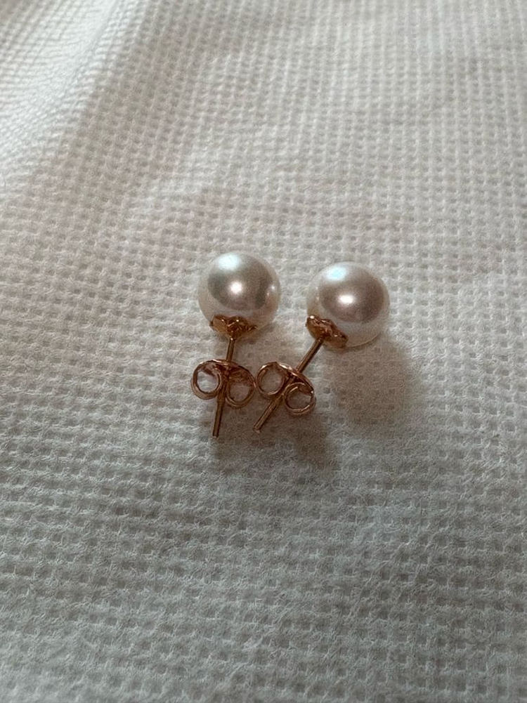급처(가격고정)봉긋 러브비지 9mm 담수진주 귀걸이 핑크펄 18k 로즈골드 이미지