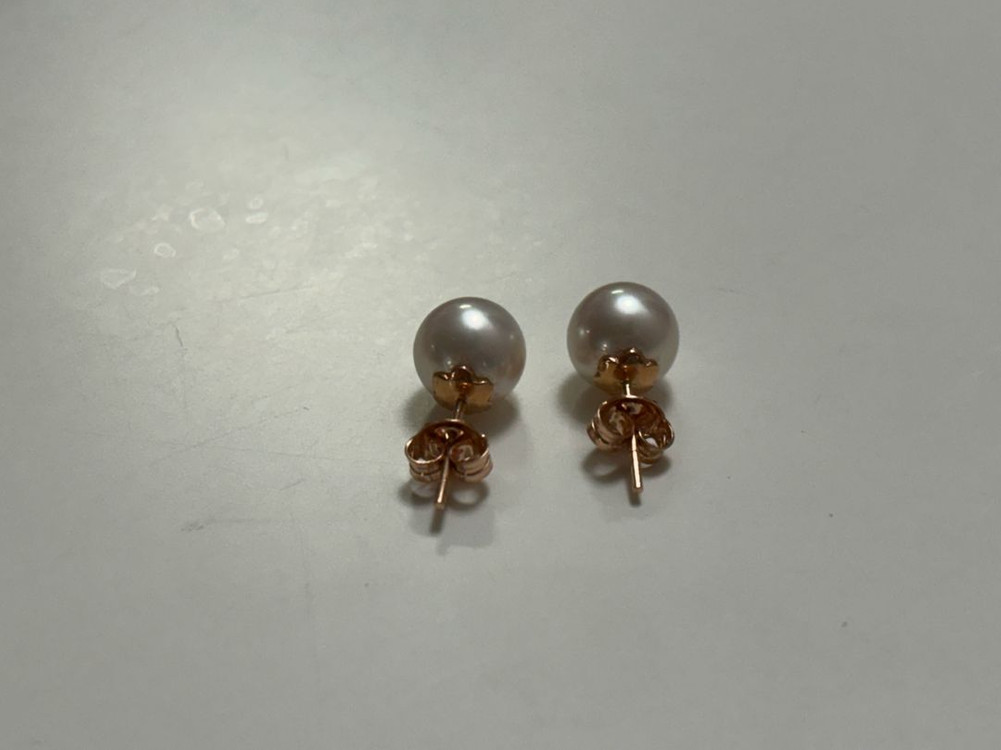 급처(가격고정)봉긋 러브비지 9mm 담수진주 귀걸이 핑크펄 18k 로즈골드 이미지