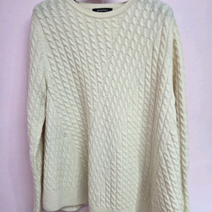 여성 빈폴 아이보리 꽈배기 플레어 니트 90