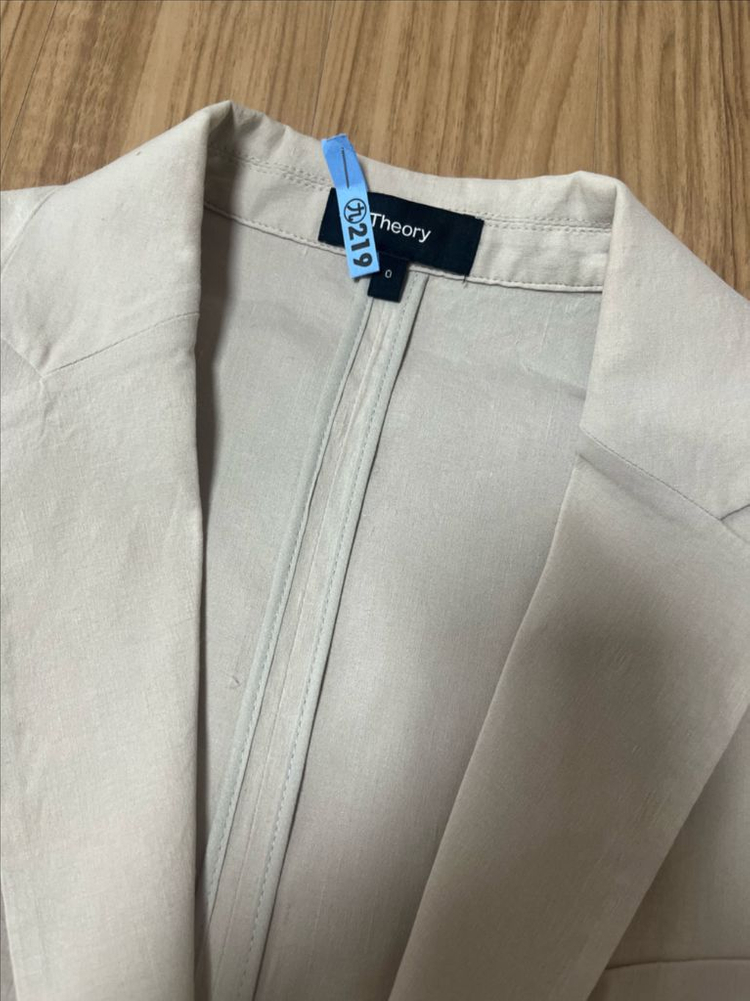 띠어리 베이지 린넨 자켓--5