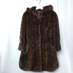 여 M 진도밍크 레오파드 호피무늬 롱 밍크 코트
