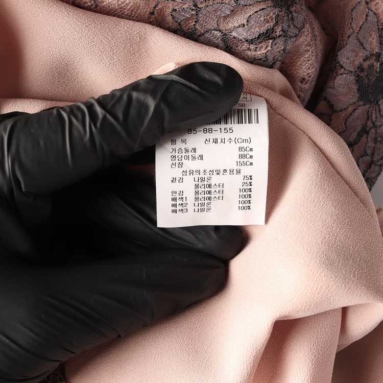 지고트 핑크 퍼플 플로럴 레이스 레이어드 반팔 롱 원피스 드레스 XS 이미지