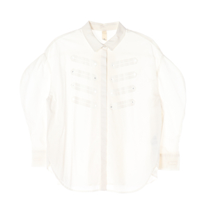 오즈세컨 화이트 벌룬 소매 커프스 코튼 셔츠 블라우스 M 이미지