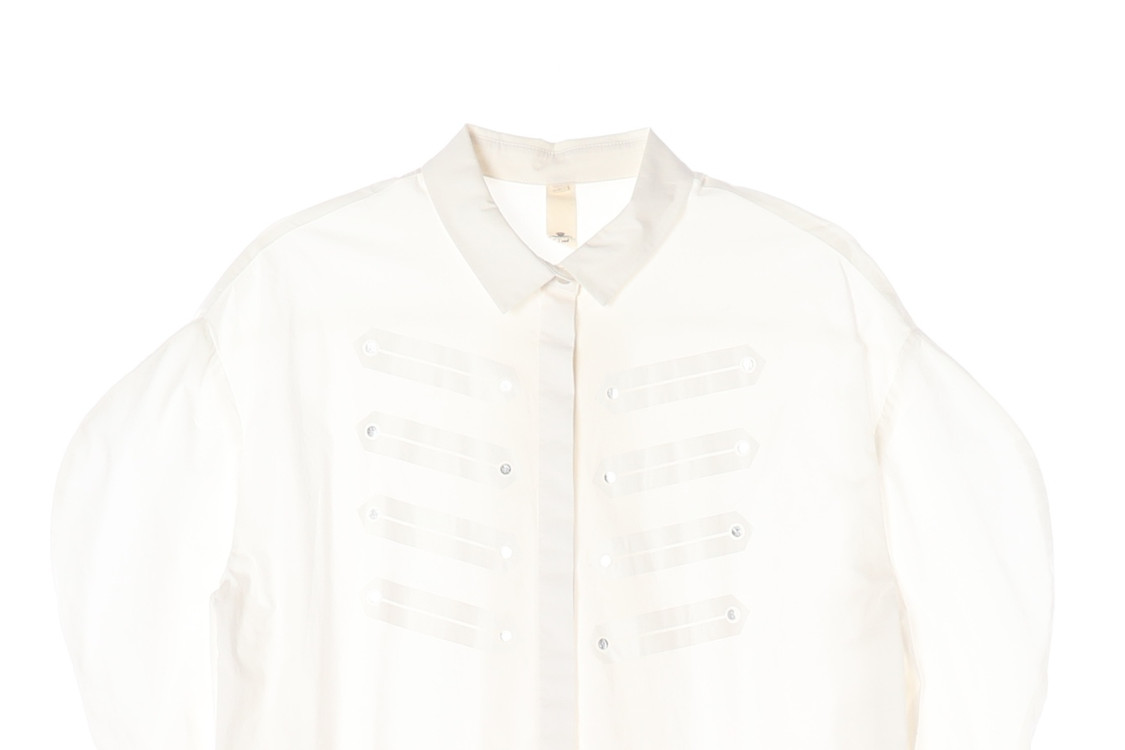 오즈세컨 화이트 벌룬 소매 커프스 코튼 셔츠 블라우스 M 이미지