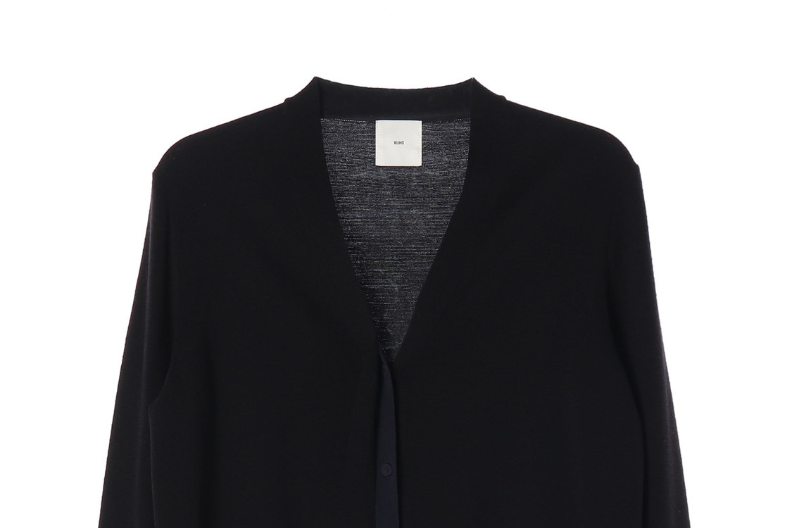 KUHO 구호 블랙 배색 레이어드 버튼 울 니트 가디건 S 이미지