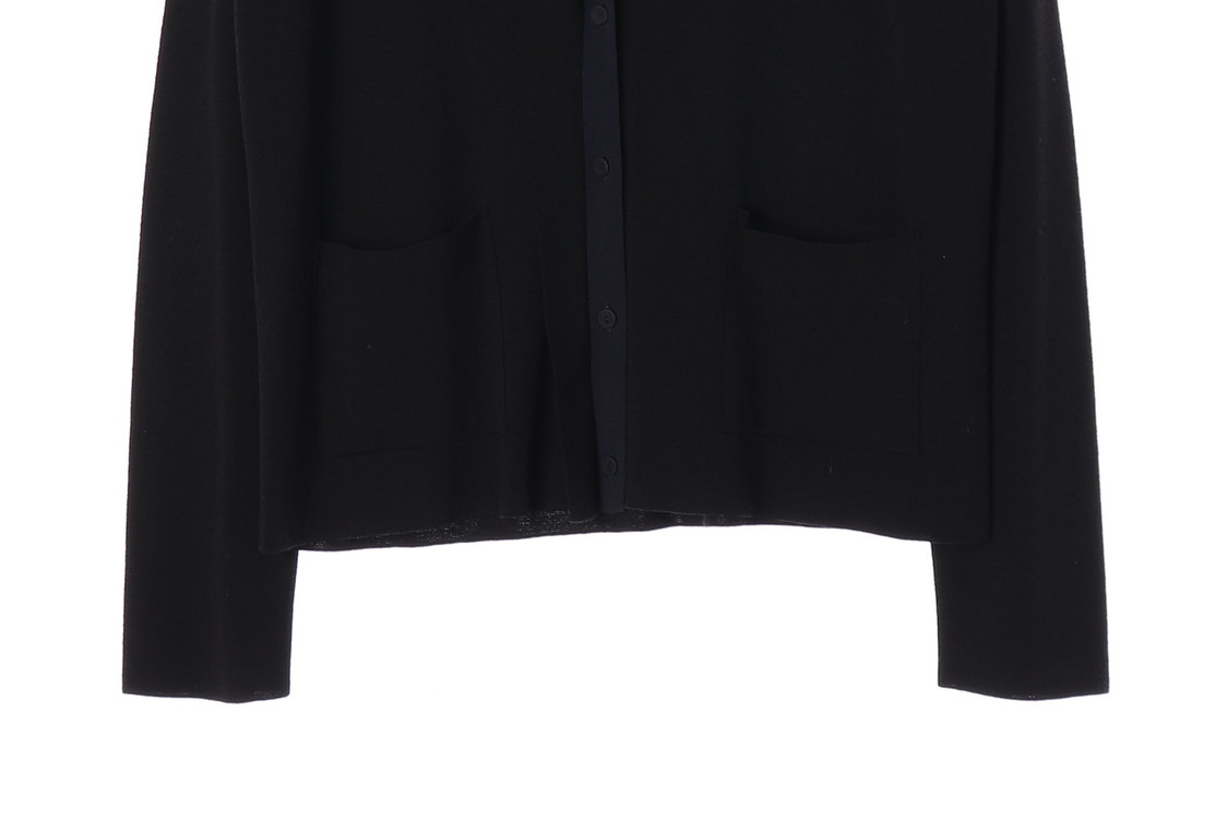 KUHO 구호 블랙 배색 레이어드 버튼 울 니트 가디건 S 이미지