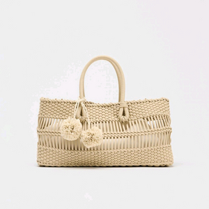 ZARA 자라 브레이드 핸드백 꼬임 가방 베이지 이미지
