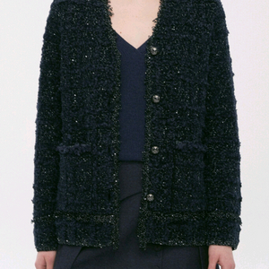 Time 프린지 텍스처 브이넥 가디건