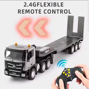 1:18 풀 스케일 원격 제어 트레일러 트럭 9CH RC 플랫 트레일러 트랙터 2.4G 무선 조종 새상품 이미지