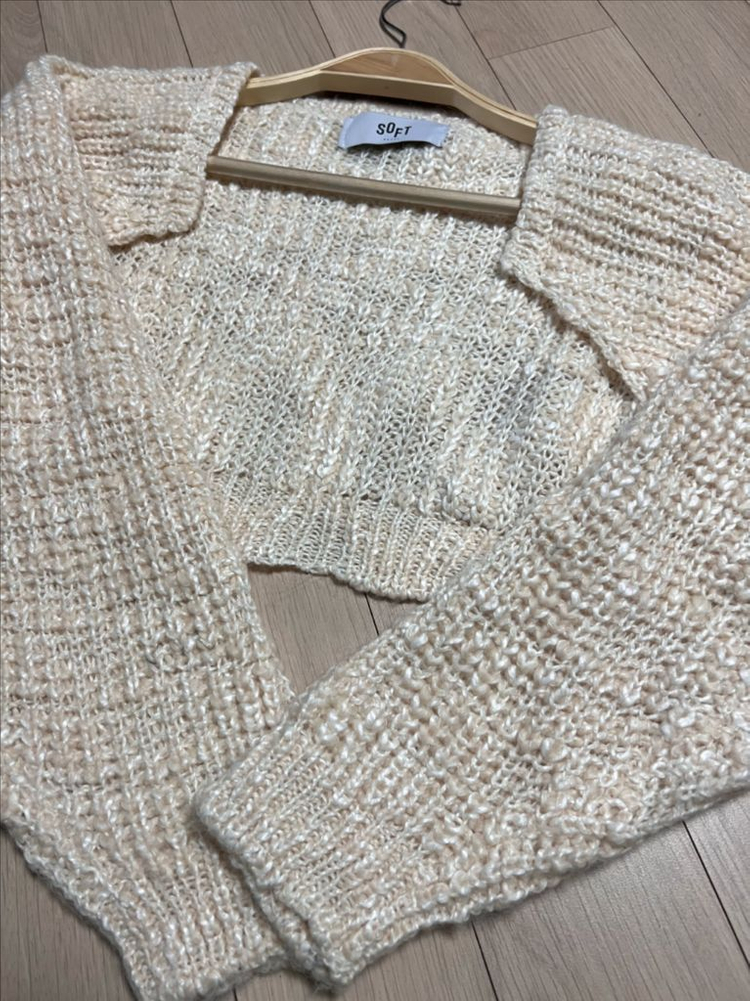 소프트서울 믹스드 컬러 니트 볼레로 가디건 이미지