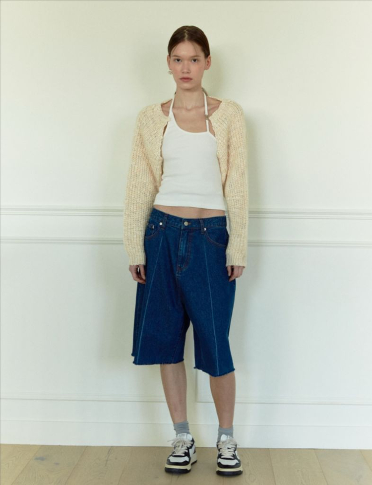 소프트서울 믹스드 컬러 니트 볼레로 가디건 이미지