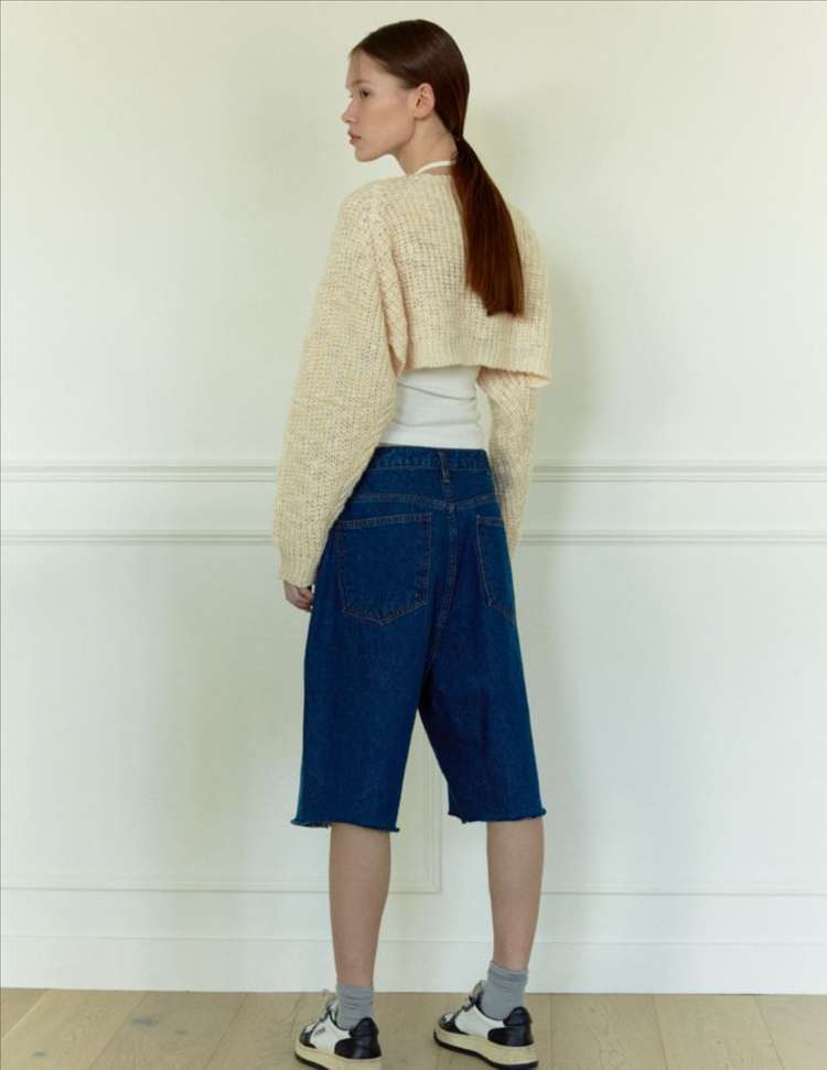 소프트서울 믹스드 컬러 니트 볼레로 가디건 이미지