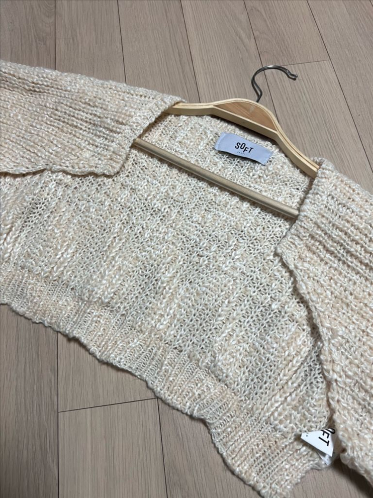 소프트서울 믹스드 컬러 니트 볼레로 가디건 이미지