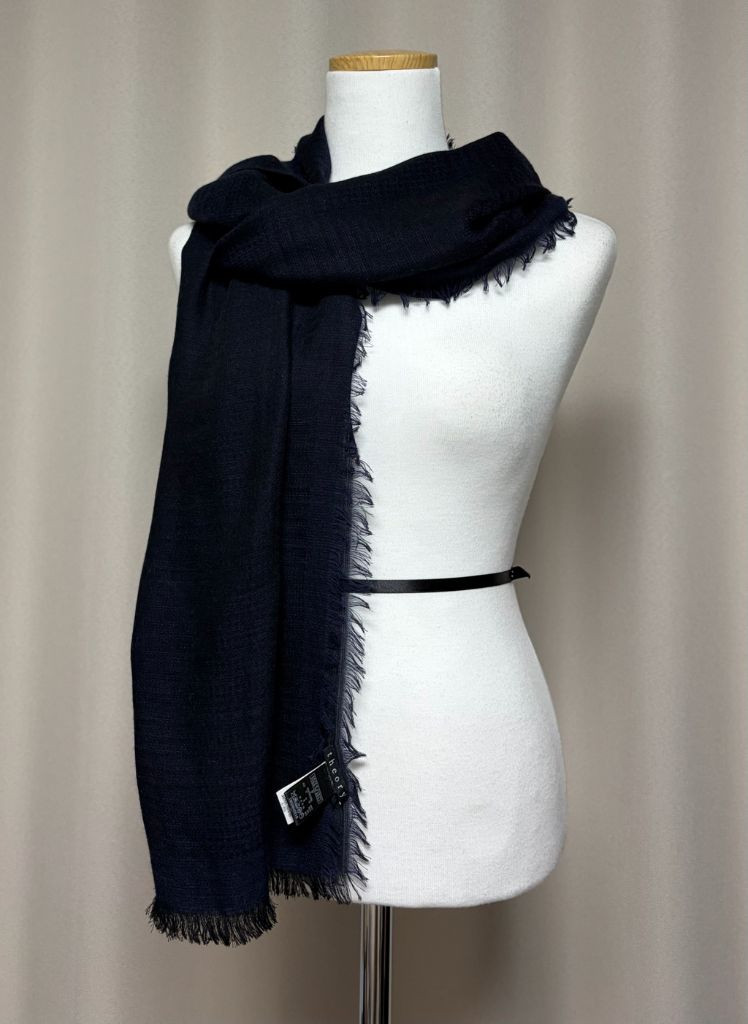 상태좋음)Theory.띠어리.캐시미어.실크.머플러.다크네이비.블랙.스카프.목도리.울.소품.액세서리.숄.명품--4