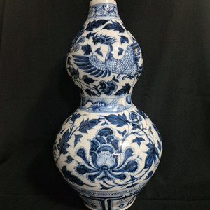 중국도자기 청화 백자 봉황 전지 화훼문 호로병 호리병 이미지