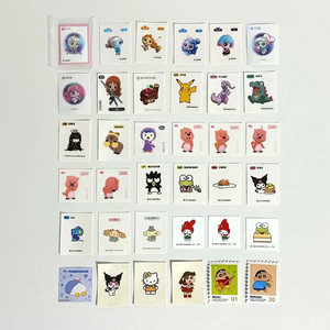 티니핑, 원피스, 쿠키런, 포켓몬스터, 블루아카이브, 꽃카, 뽀로로, 잔망루피, 산리오, 짱구 띠부띠부씰 스티커 이미지